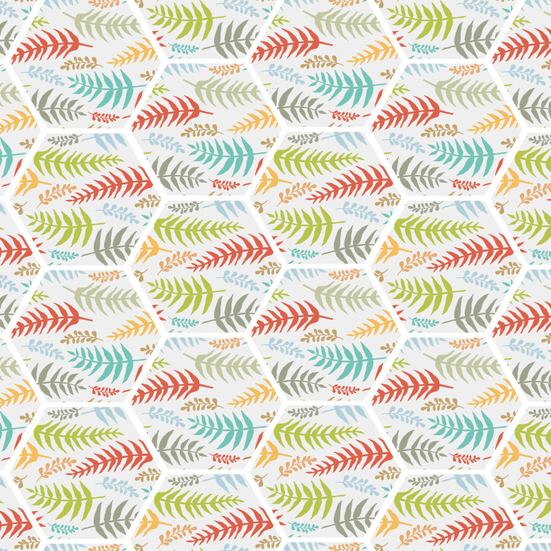 Alfombra vinílica cocina azulejos hojas finas - TenVinilo