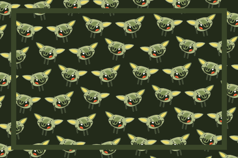 Alfombra vinílica infantil caras de monstruos verdes - TenVinilo