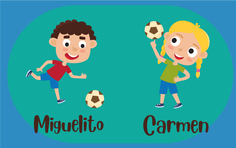 Alfombra vinílica infantil jugando al fútbol con nombre - TenVinilo