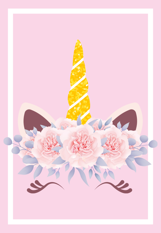 Alfombra vinílica infantil magia floral de unicornio - TenVinilo