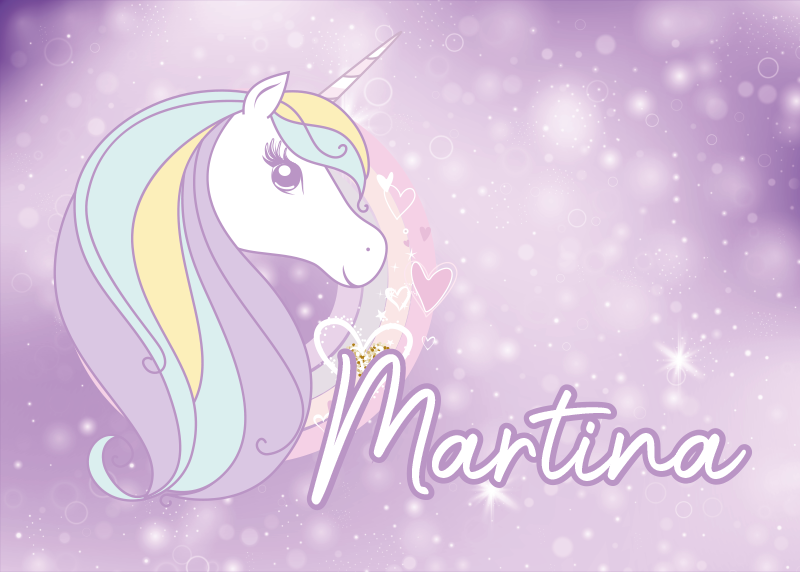 Alfombra vinílica personalizable sueño de unicornio - TenVinilo