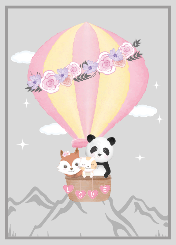 Alfombra vinílica infantil amor de aire caliente - TenVinilo