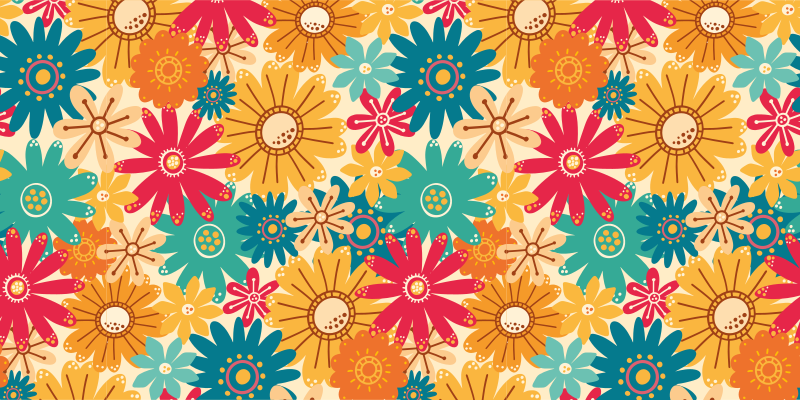 Alfombra vinílica flores con patrón de flores coloridas - TenVinilo