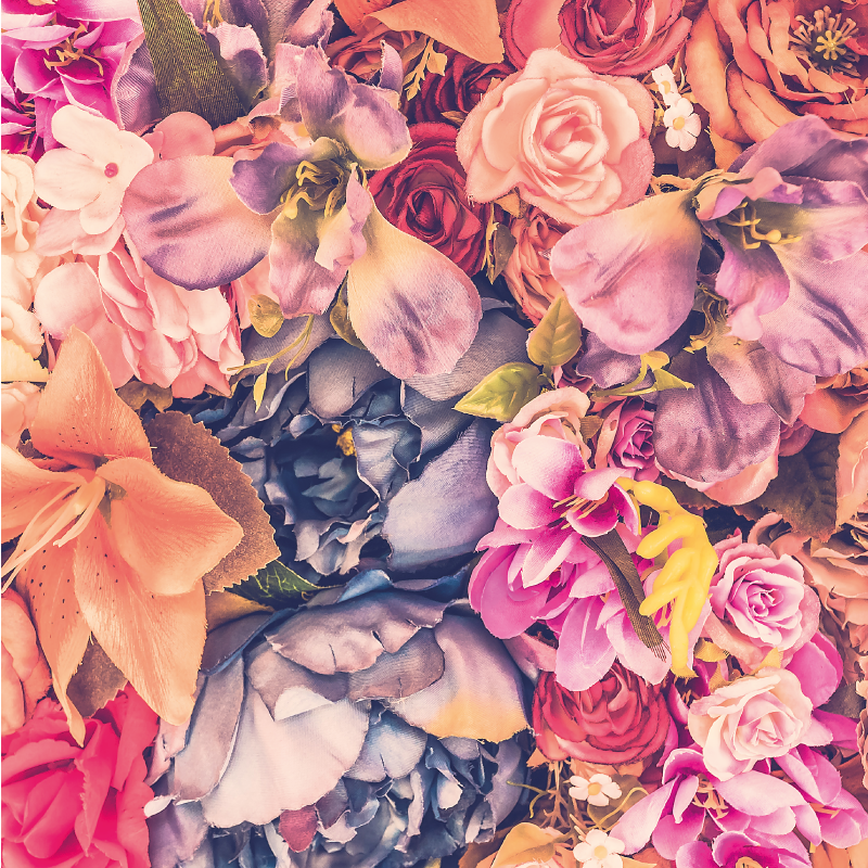 Alfombra vinílica flores elemento floral vibrante - TenVinilo