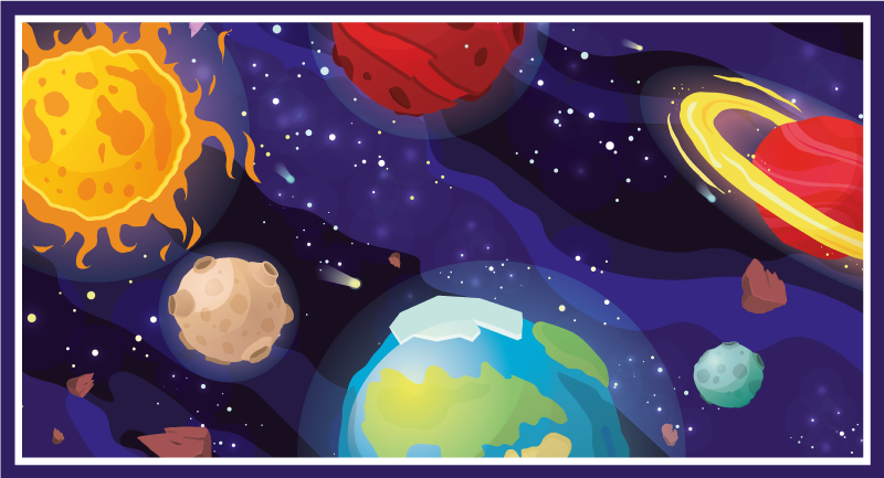 Alfombra vinílica estrellas escena de exploración cósmica - TenVinilo