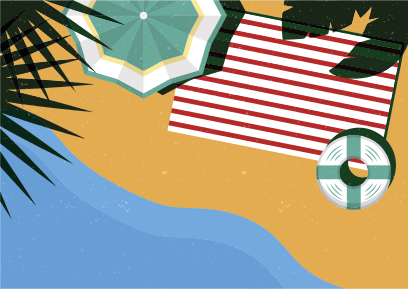 Alfombra vinílica naturaleza escena de picnic en la playa - TenVinilo