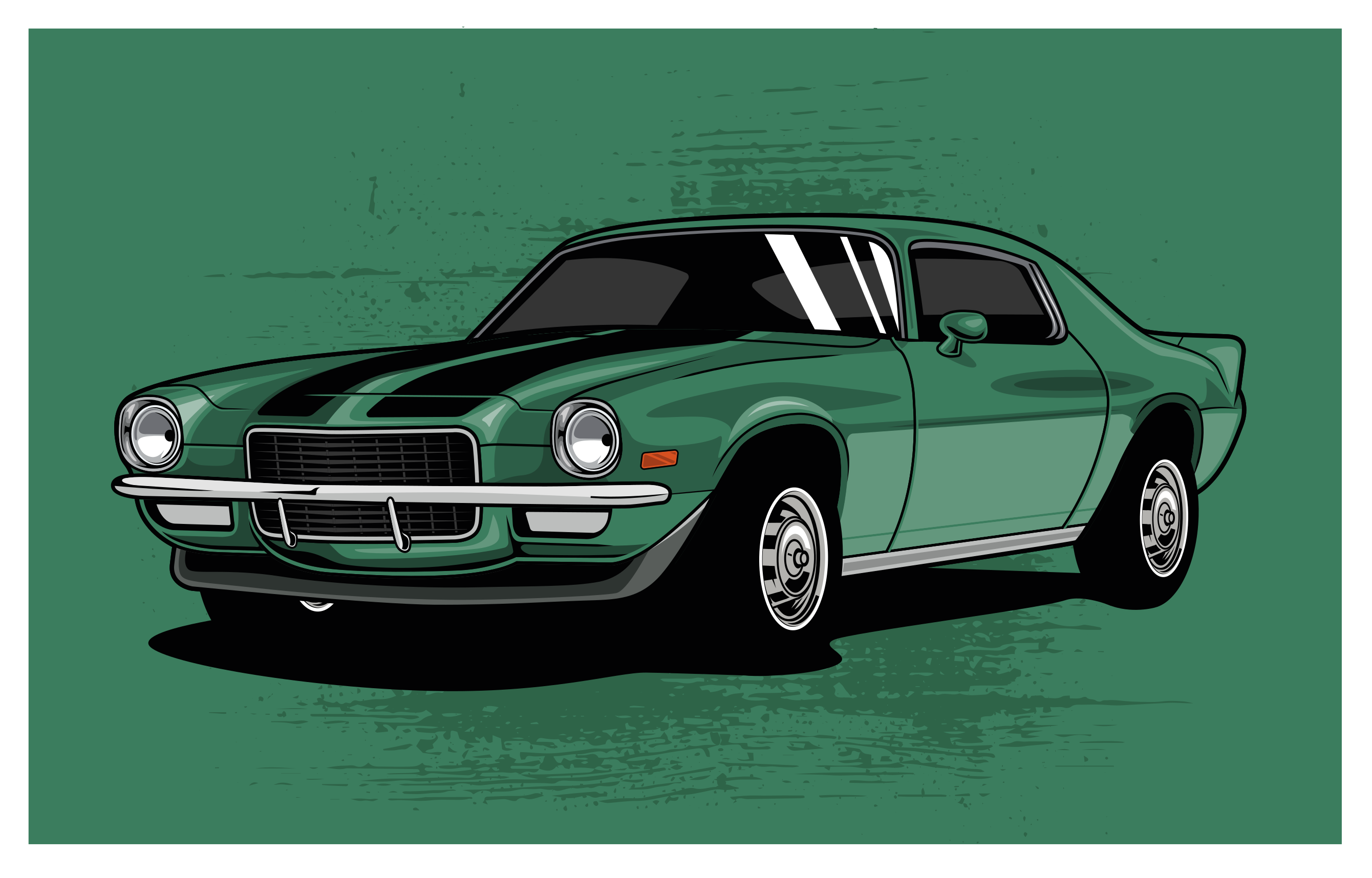 Alfombra vinílica carretera vista de coche clásico - TenVinilo