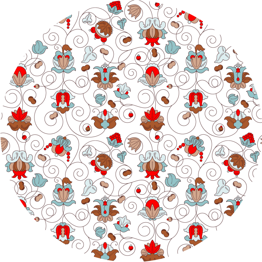 Alfombra vinílica flores acento circular botánico en espiral - TenVinilo