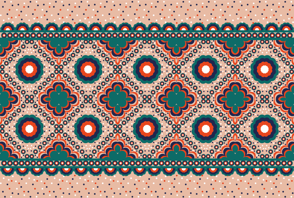 Alfombra vinílica étnica motivo floral atrevido - TenVinilo