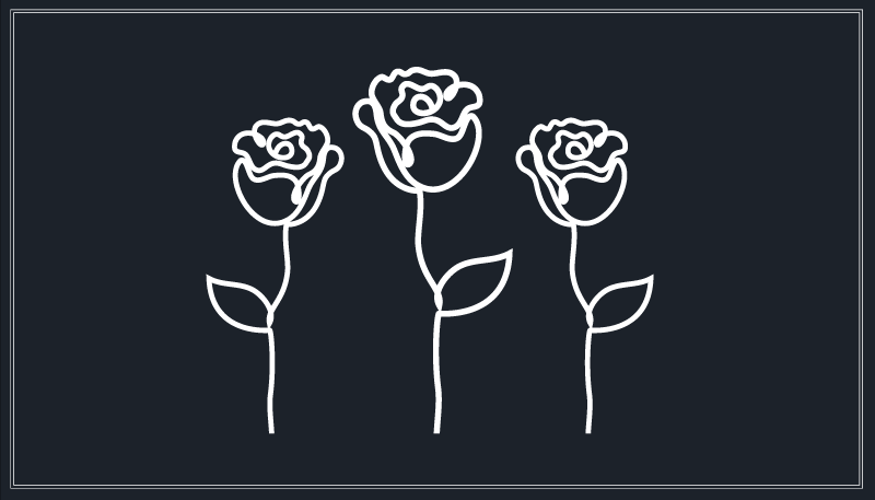 Alfombra vinílica flores Línea de ilustración de rosas minimalist - TenVinilo