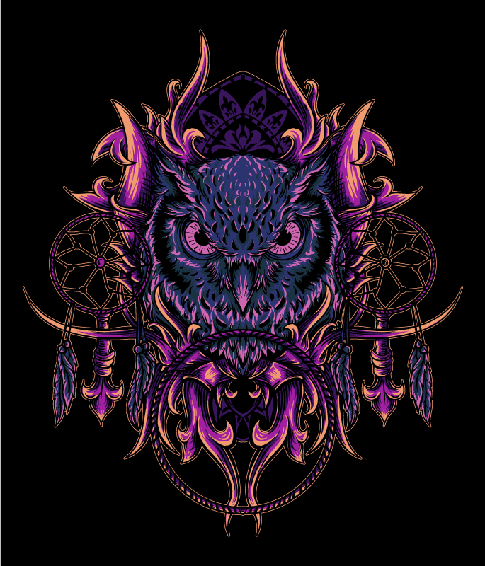 Alfombra vinílica de animales arte de atrapasueños de búho - TenVinilo