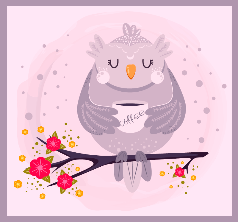 Alfombra vinílica de animales gráfico de búho encantador - TenVinilo