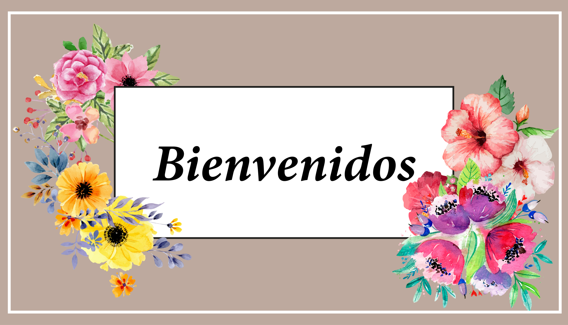 Alfombra vinílica personalizable Flores multicolores bienvenidas - TenVinilo