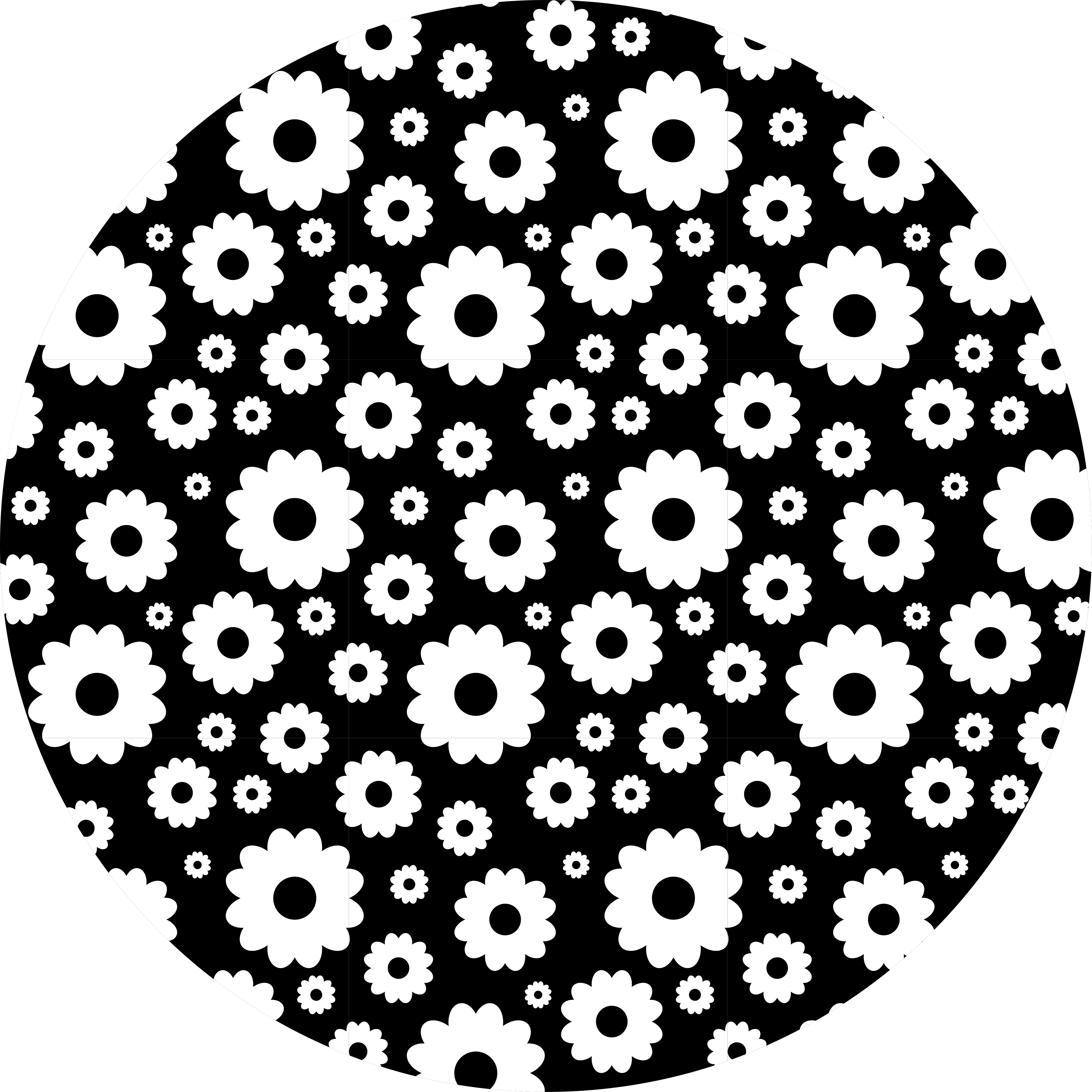 Alfombra vinílica flores patrón de flores negras - TenVinilo