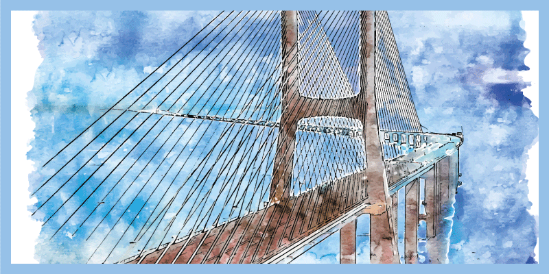 Alfombra vinílica salón ilustración del puente - TenVinilo