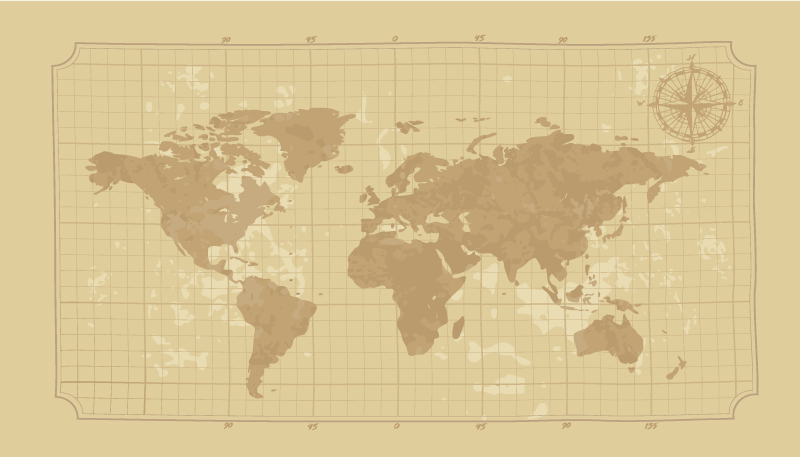 Alfombra vinílica mapamundi mapa gráfico vintage - TenVinilo
