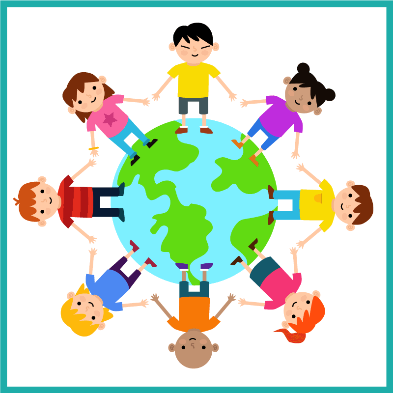 Alfombra vinílica infantil el mundo tomado de la mano - TenVinilo