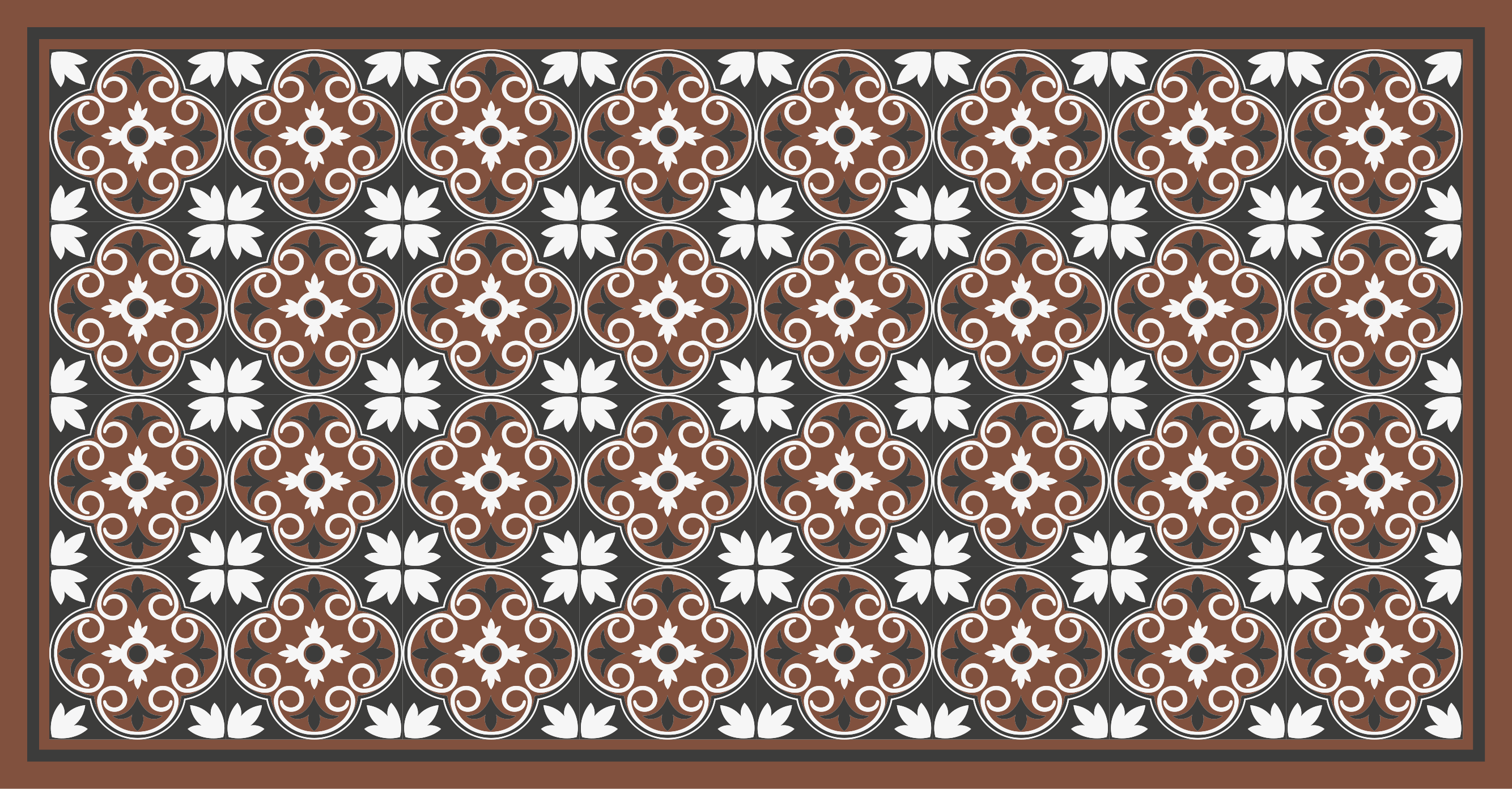 Alfombra vinílica mosaico arreglo floral complejo - TenVinilo