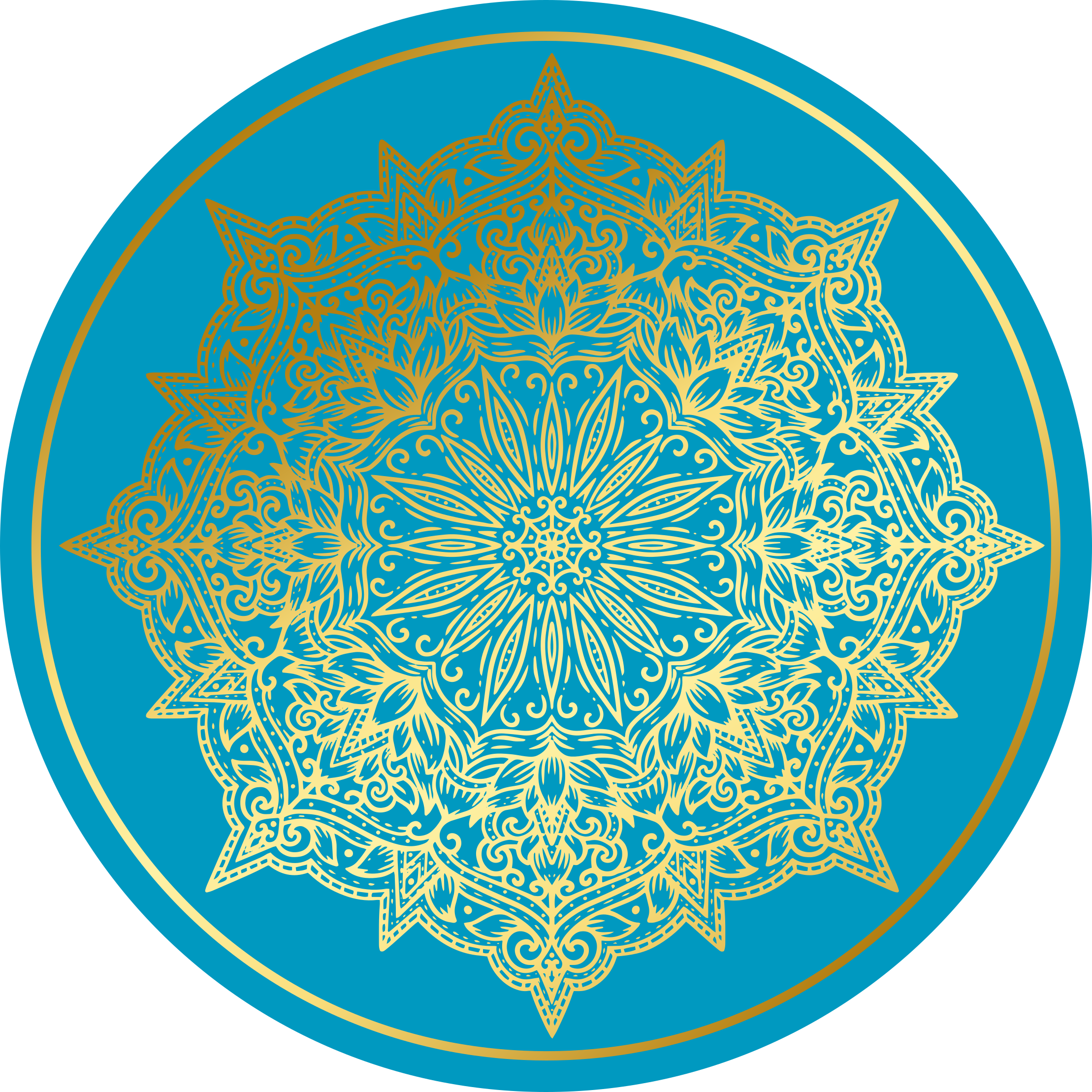 Alfombra vinílica mandala Tono metalizado con azul - TenVinilo