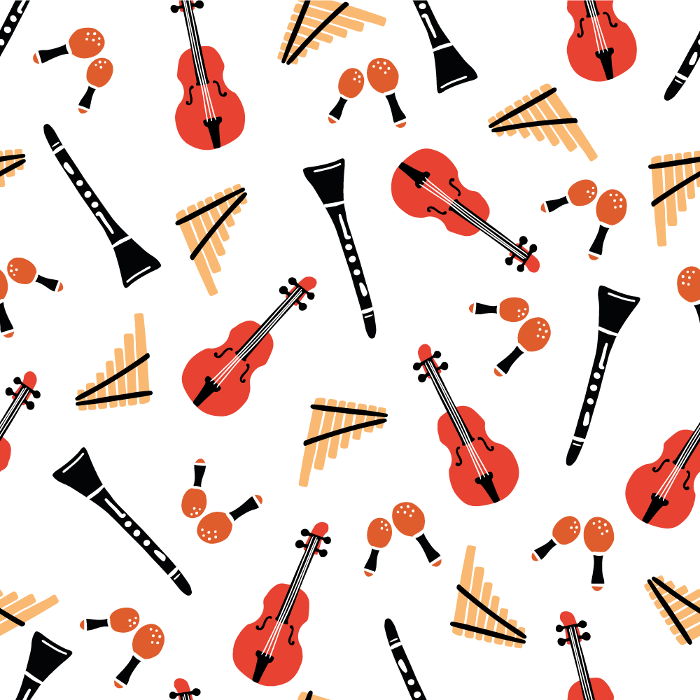 Alfombra vinílica infantil motivos de instrumentos musicales - TenVinilo