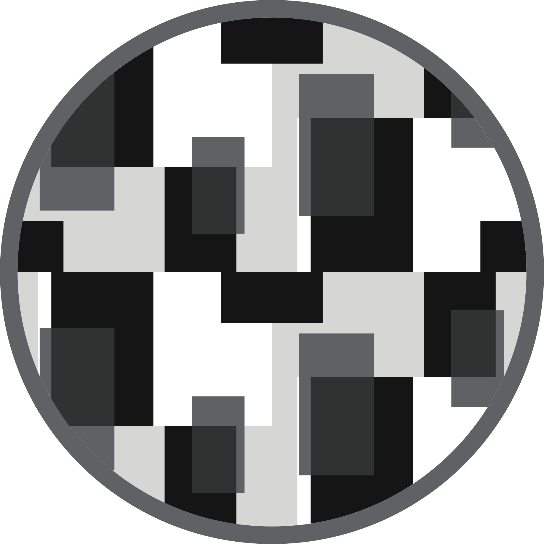 Alfombra vinilo redonda Bloques de color blanco y negro - TenVinilo