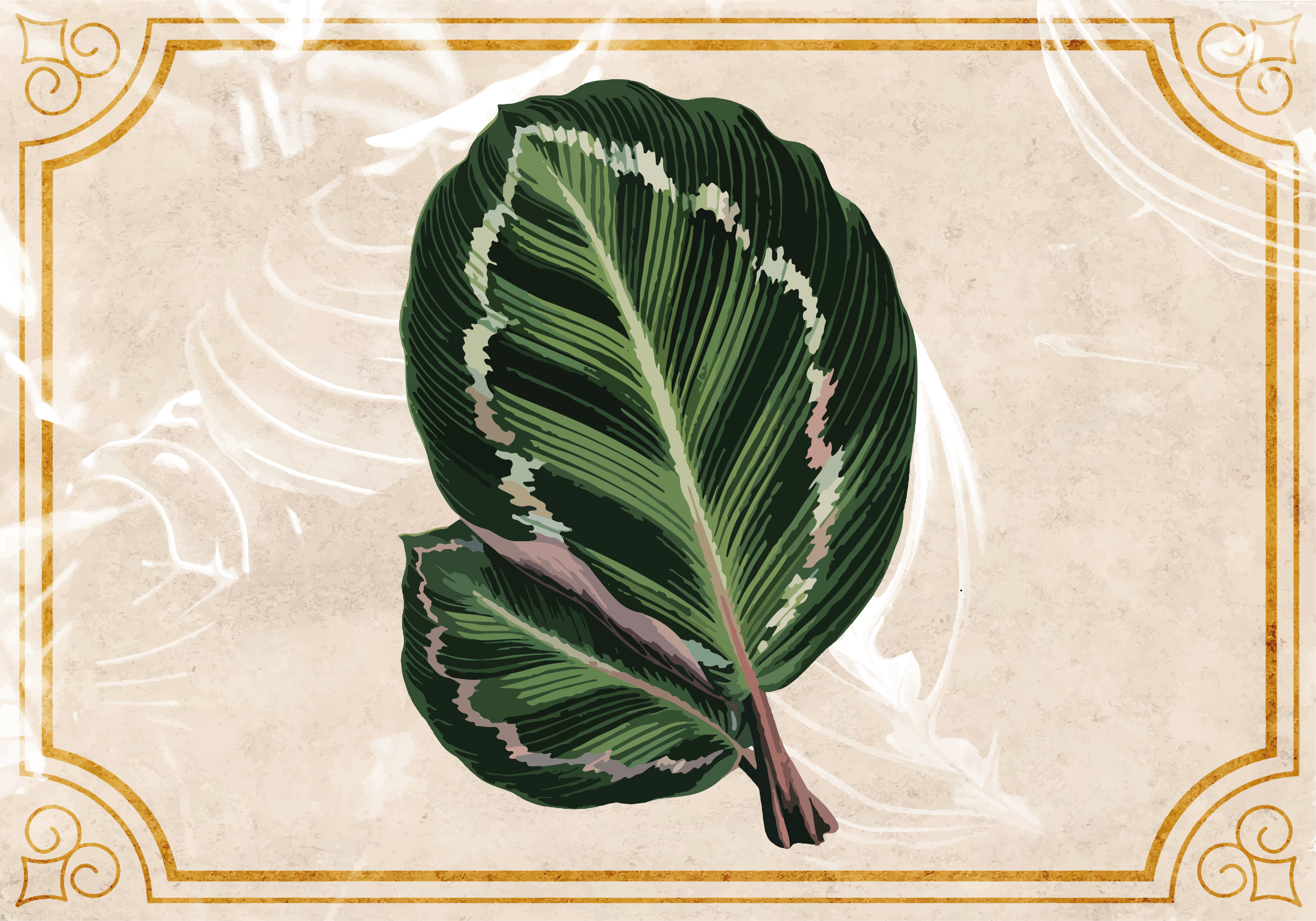 Alfombra vinílica naturaleza elegancia con motivos de hojas - TenVinilo