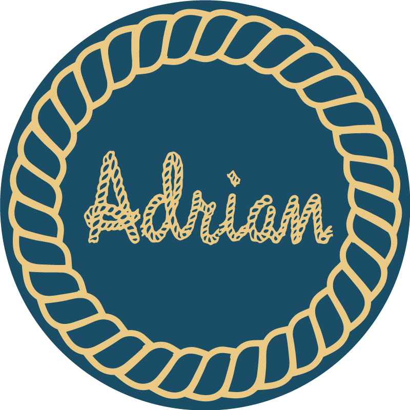 Alfombra vinílica infantil nombre náutico circular - TenVinilo