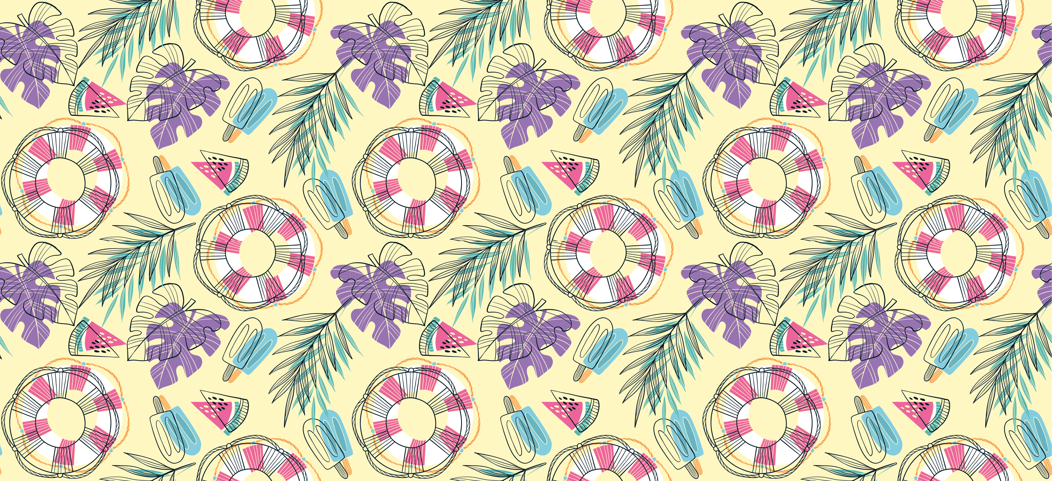 Alfombras vinílicas modernas Patrón de verano moderno con hojas - TenVinilo