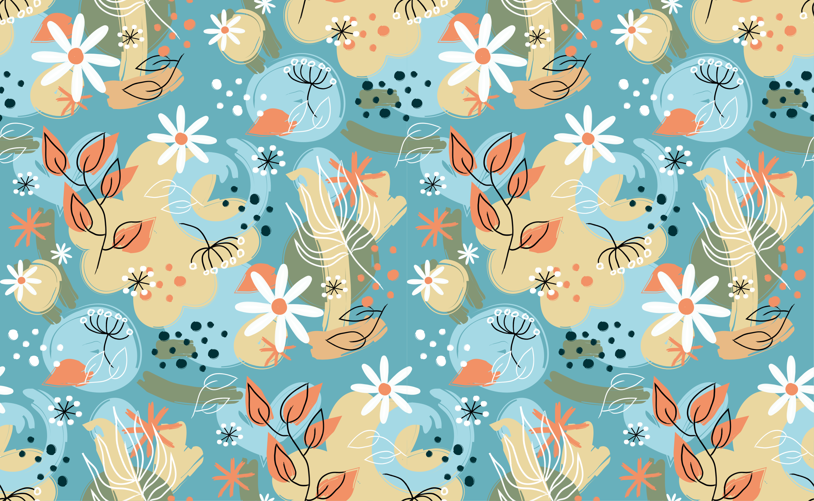 Alfombra vinílica flores patrones abstractos florales - TenVinilo