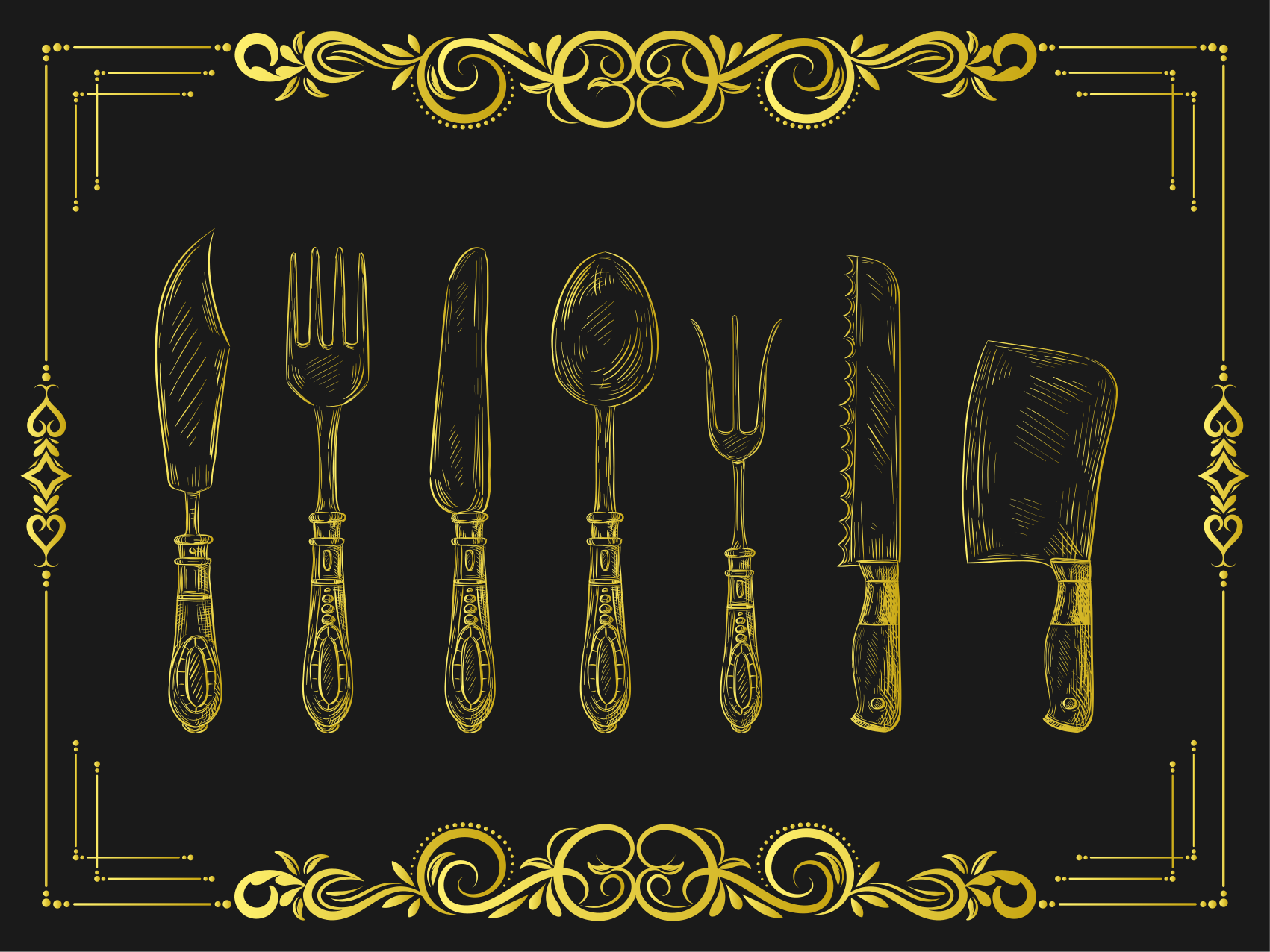 Alfombra vinílica cocina contornos de utensilios - TenVinilo