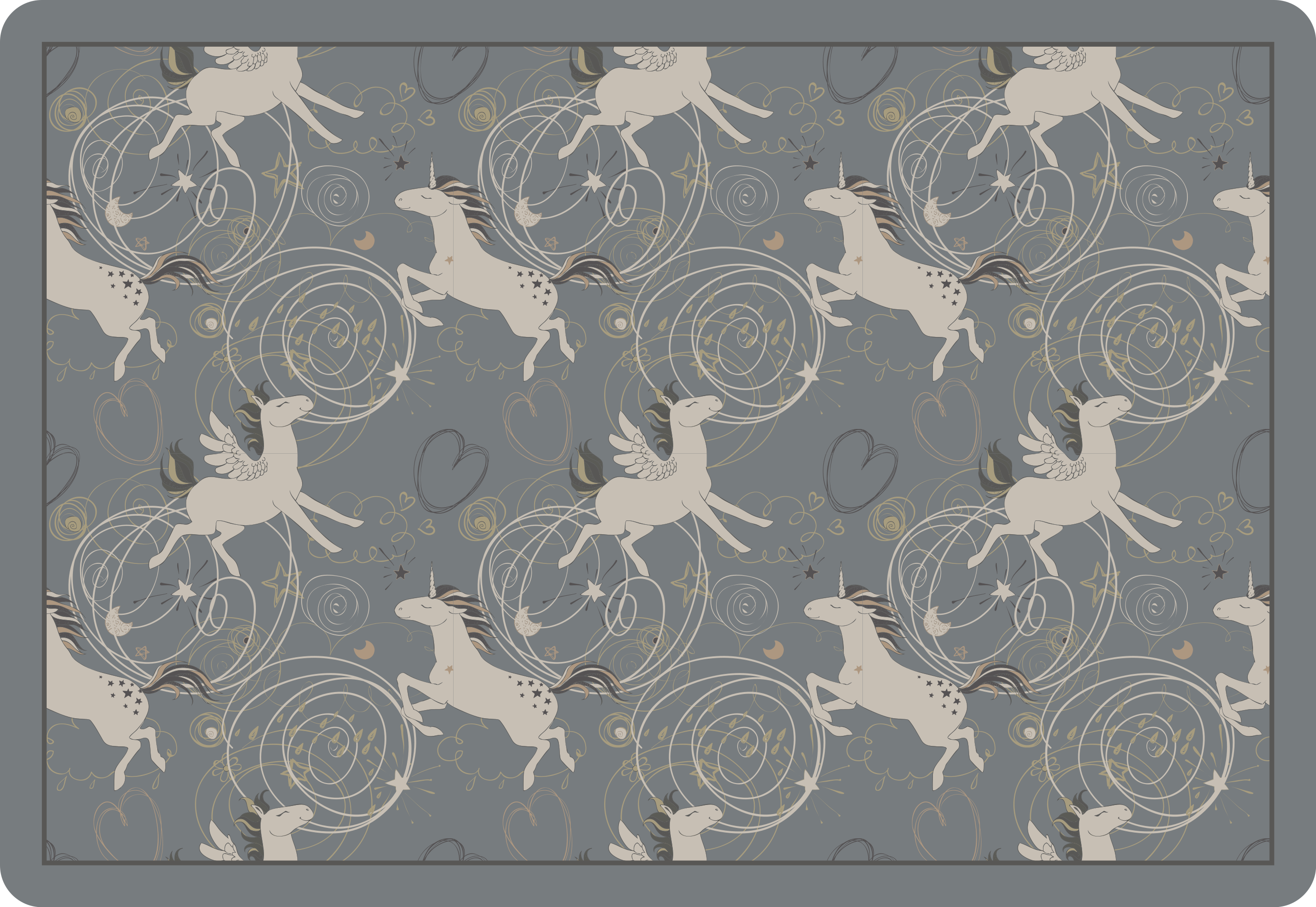 Alfombra vinílica infantil Unicornios pegaso sobre un fondo oscur - TenVinilo