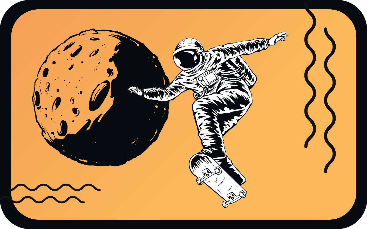 Alfombra vinílica infantil astronauta en patineta - TenVinilo
