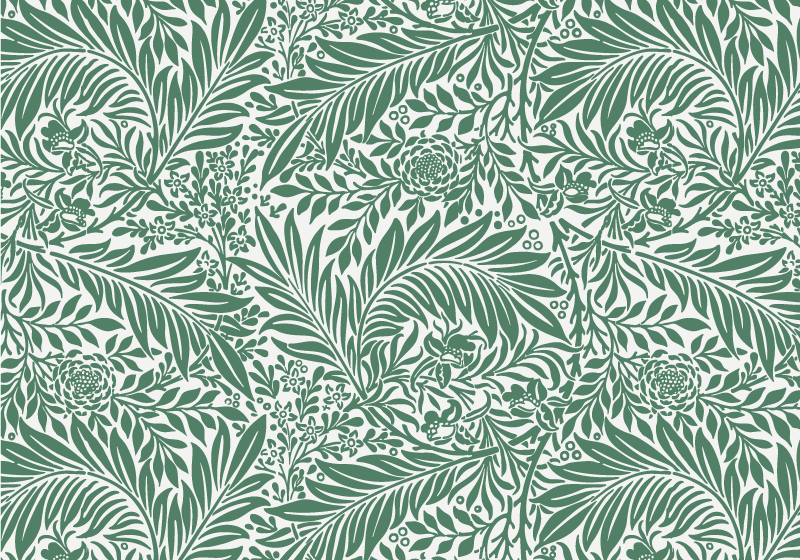 Alfombra vinílica flores patrón de follaje verde - TenVinilo