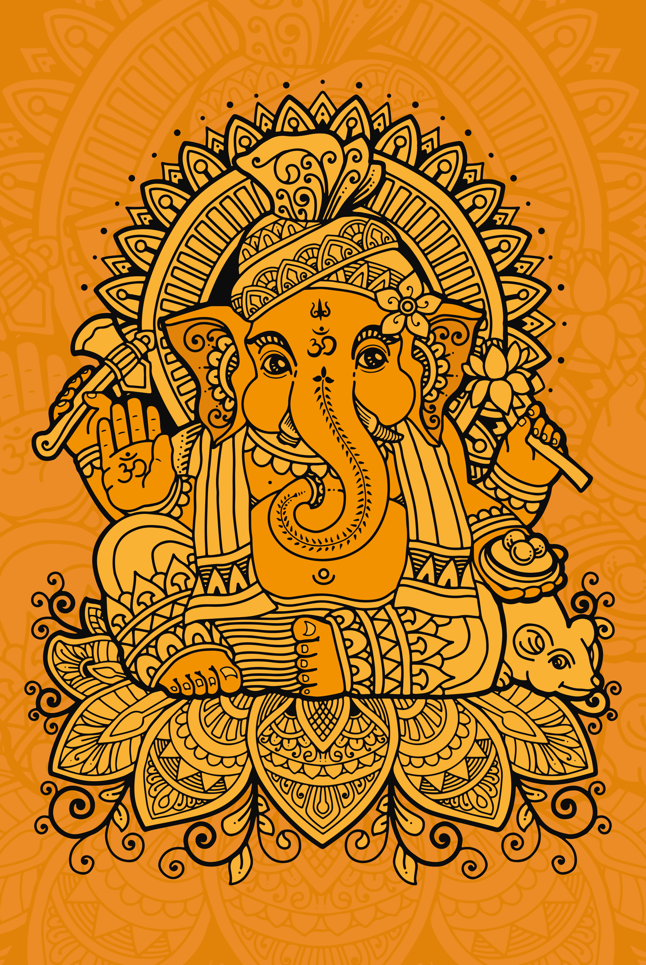 Alfombra vinílica étnica ilustración de ganesh - TenVinilo