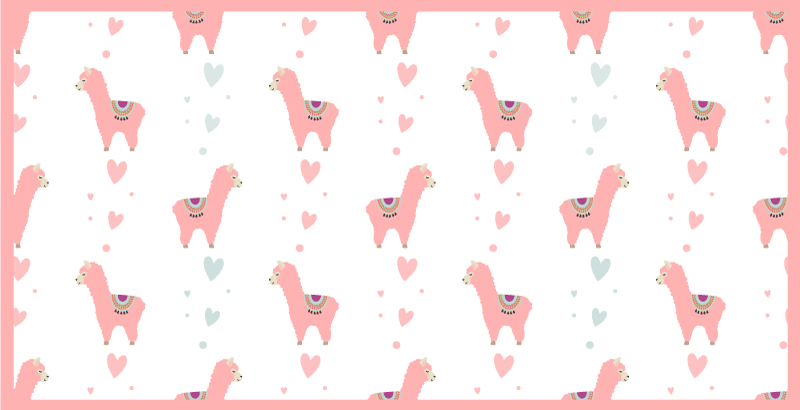 Alfombra vinílica bebé patrón de amor de llama - TenVinilo