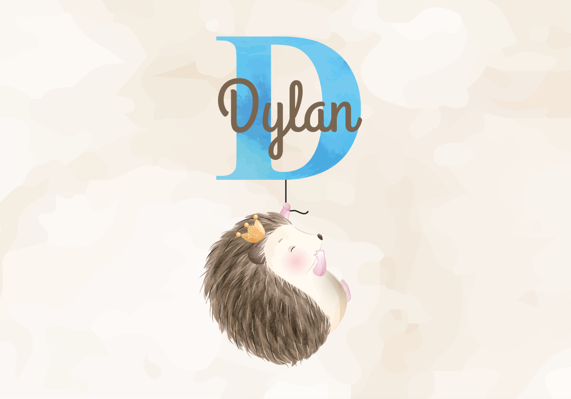 Alfombra vinílica personalizable linda inicial de erizo - TenVinilo