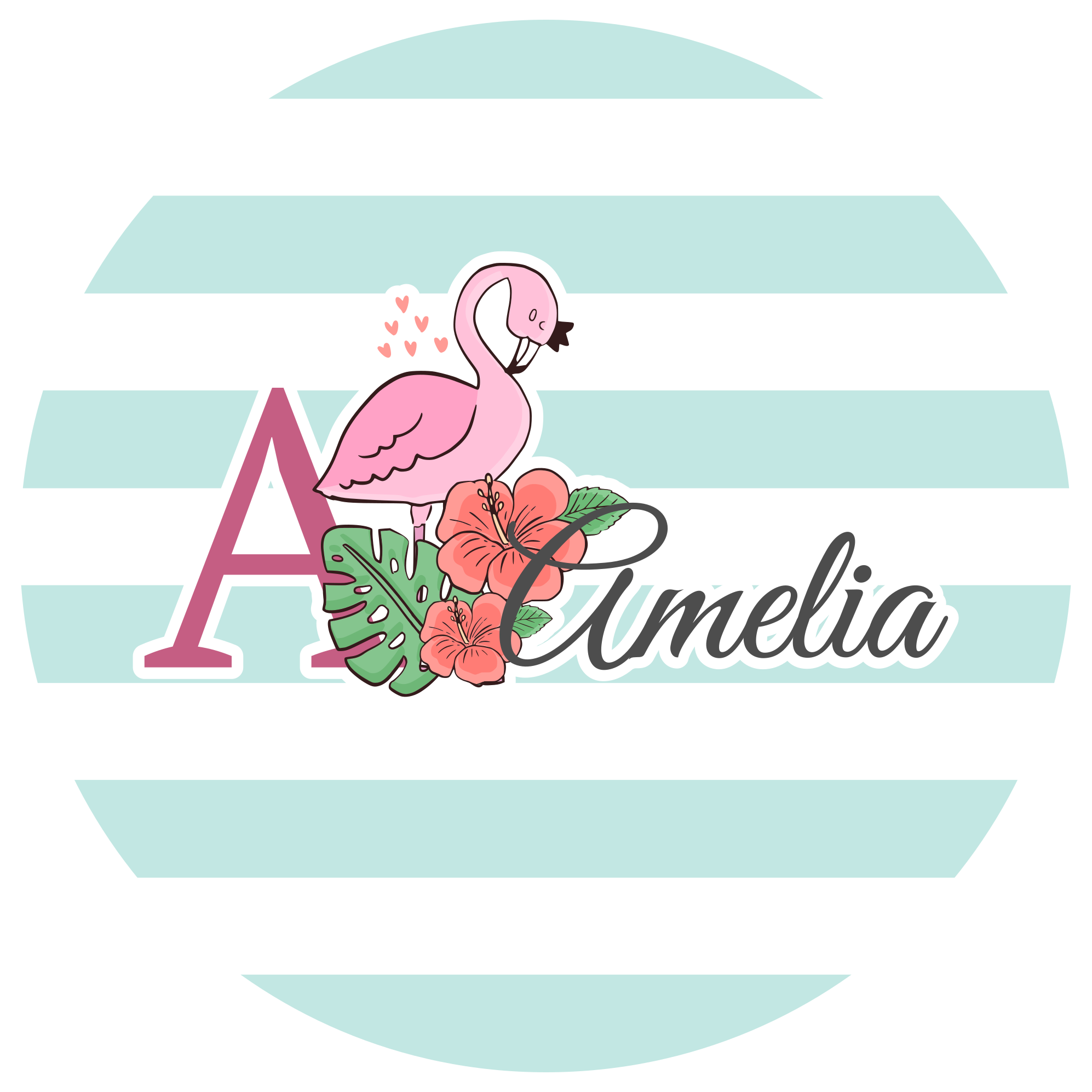 Alfombra vinílica bebé Lindos animales flamencos con nombre - TenVinilo