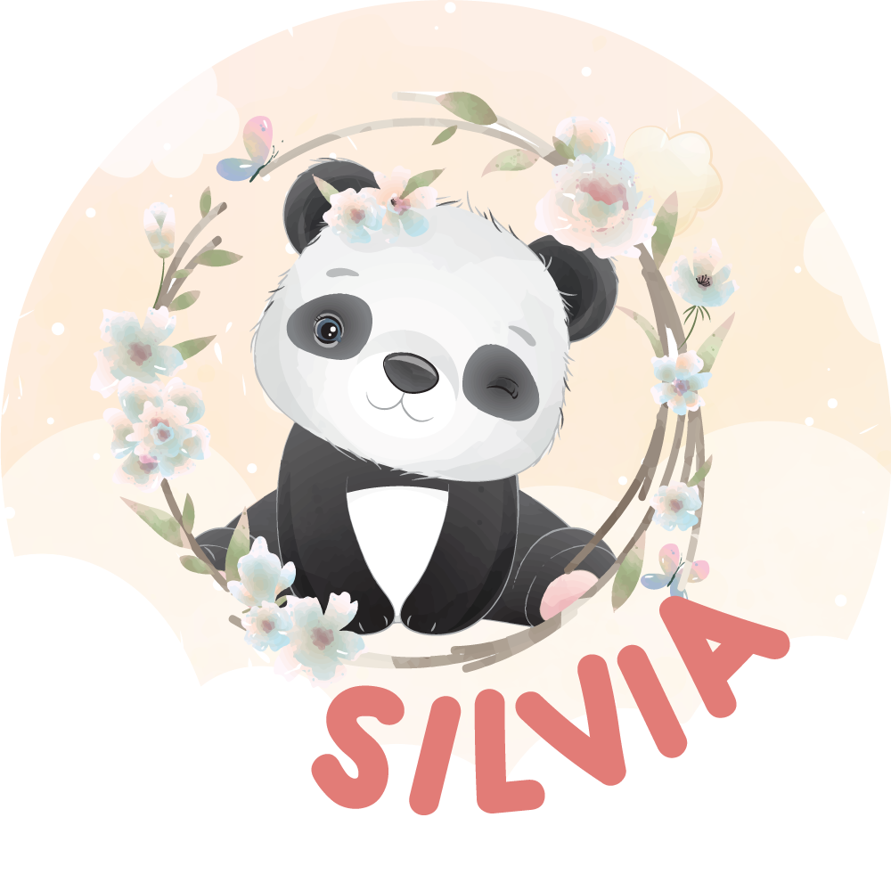 Alfombra vinílica personalizable arte de panda adorable - TenVinilo