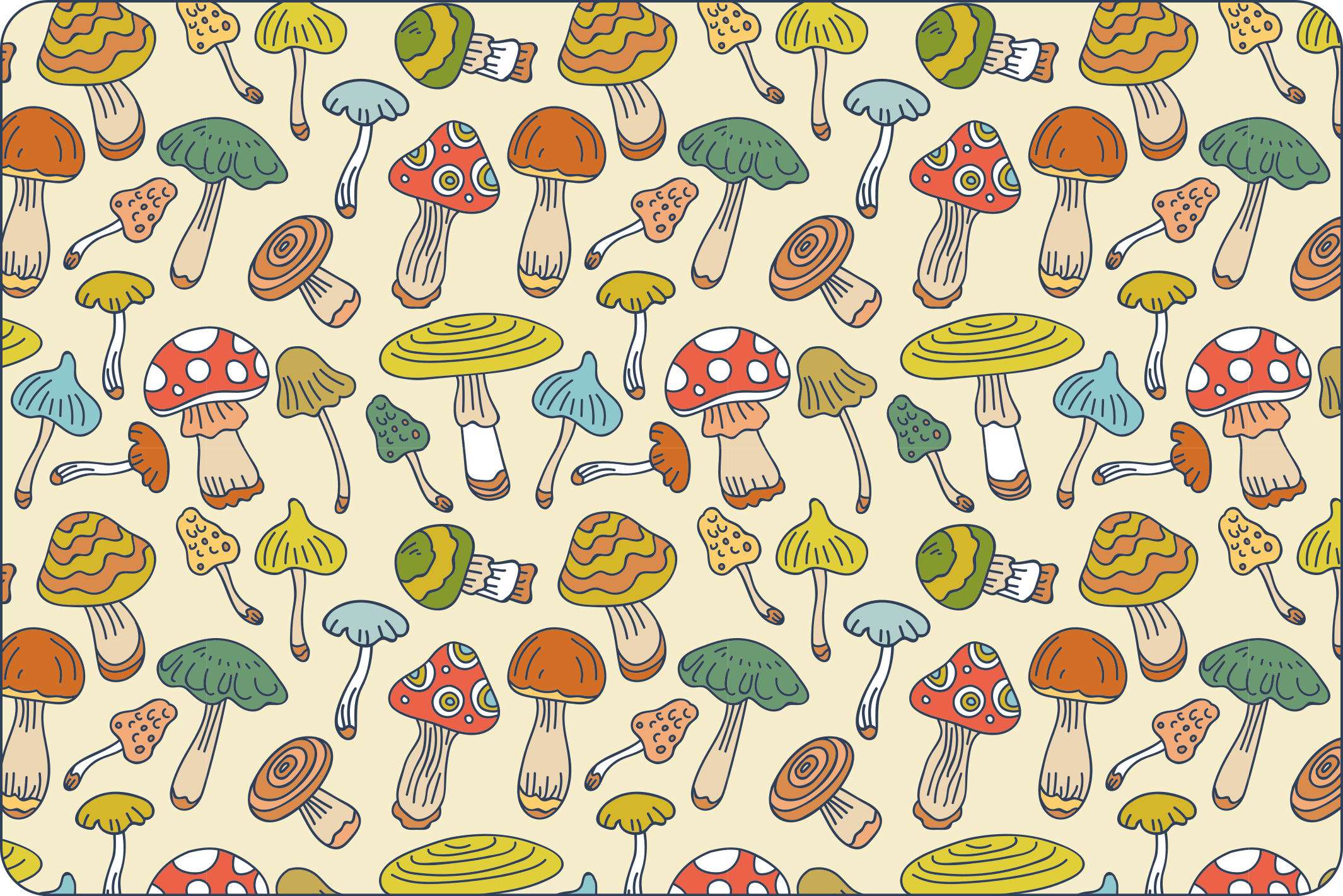 Alfombra vinílica cocina ilustración animada de un hongo - TenVinilo
