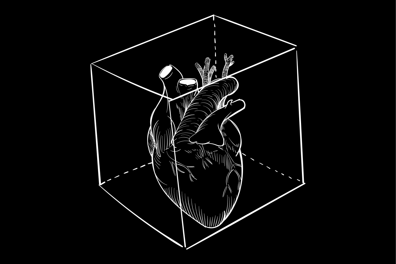 Alfombra vinílica dormitorio Corazón cautivo blanco y negro - TenVinilo