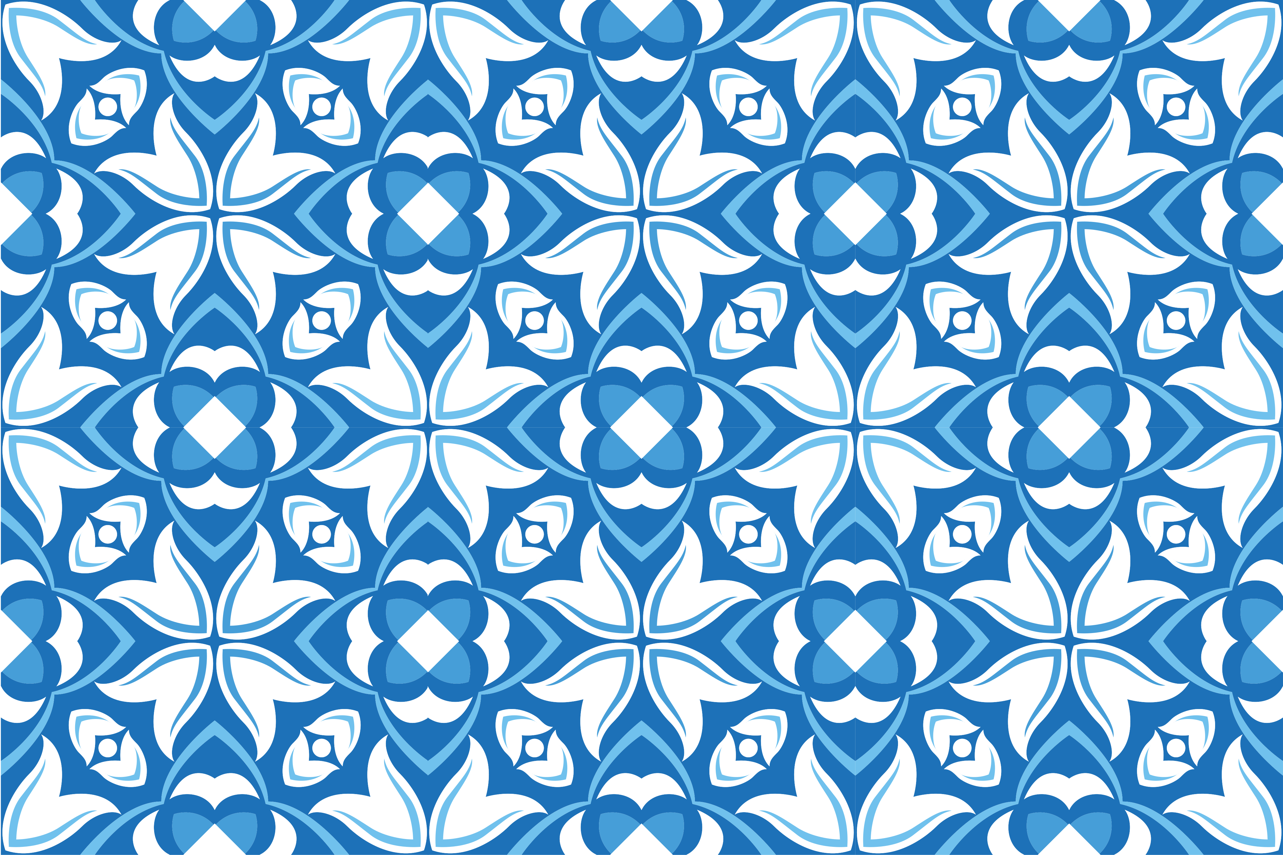 Alfombra vinílica hidráulica motivo de flor azul - TenVinilo