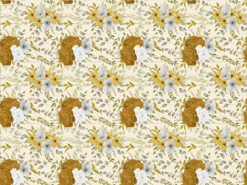 Alfombra vinilo flores diseño botánico de hojas - TenVinilo