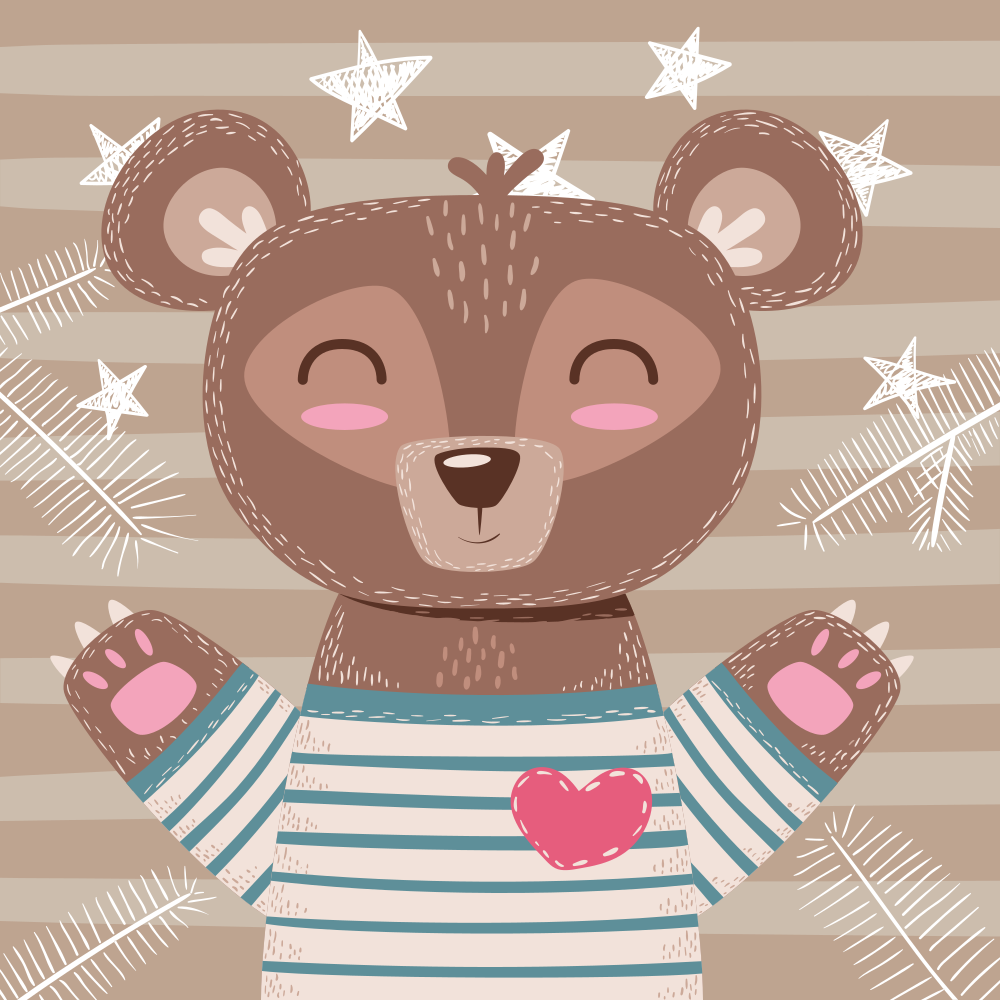 Alfombra vinílica bebé adorable ilustración de oso - TenVinilo