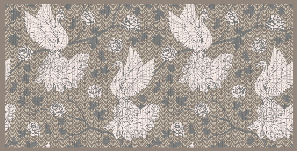 Alfombra vinílica de animales escena del jardín de la grúa - TenVinilo