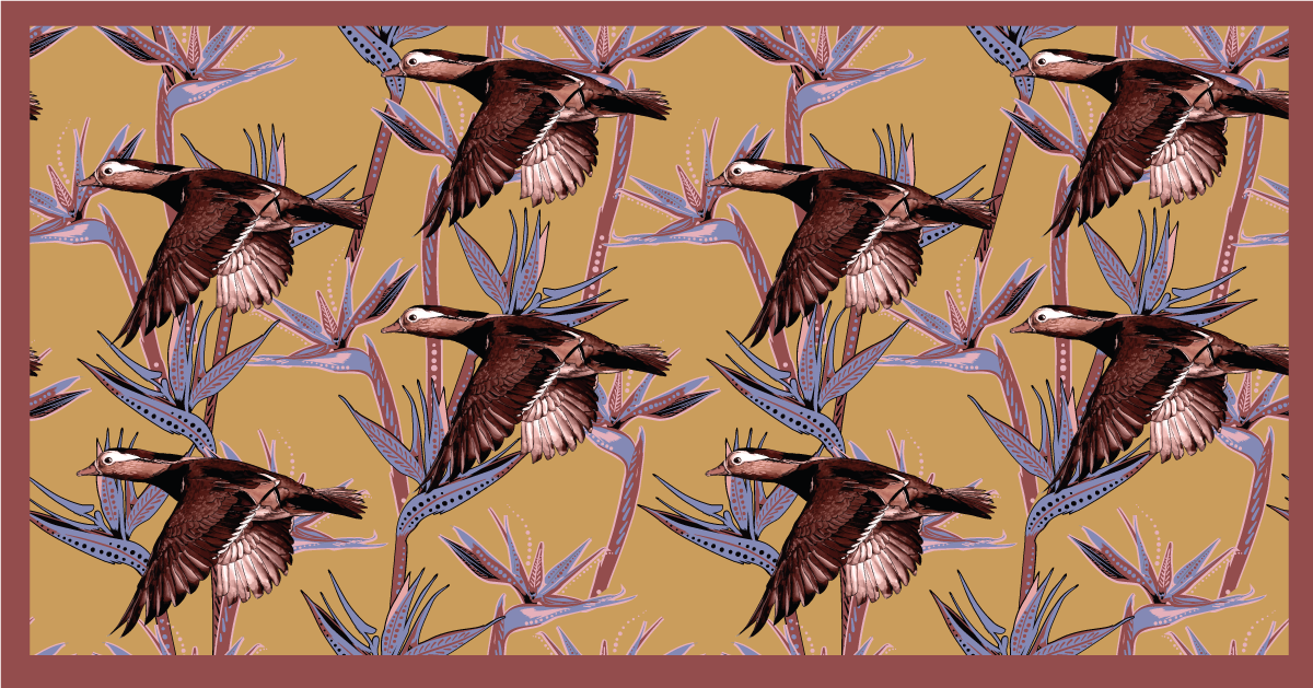 Aflombra vinílica animales Diseño vintage de animales del lago - TenVinilo