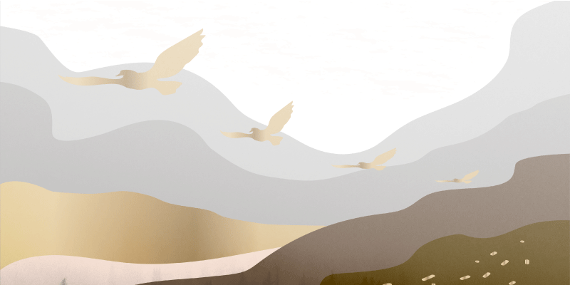 Alfombras vinílicas modernas Pájaros dorados en la niebla - TenVinilo