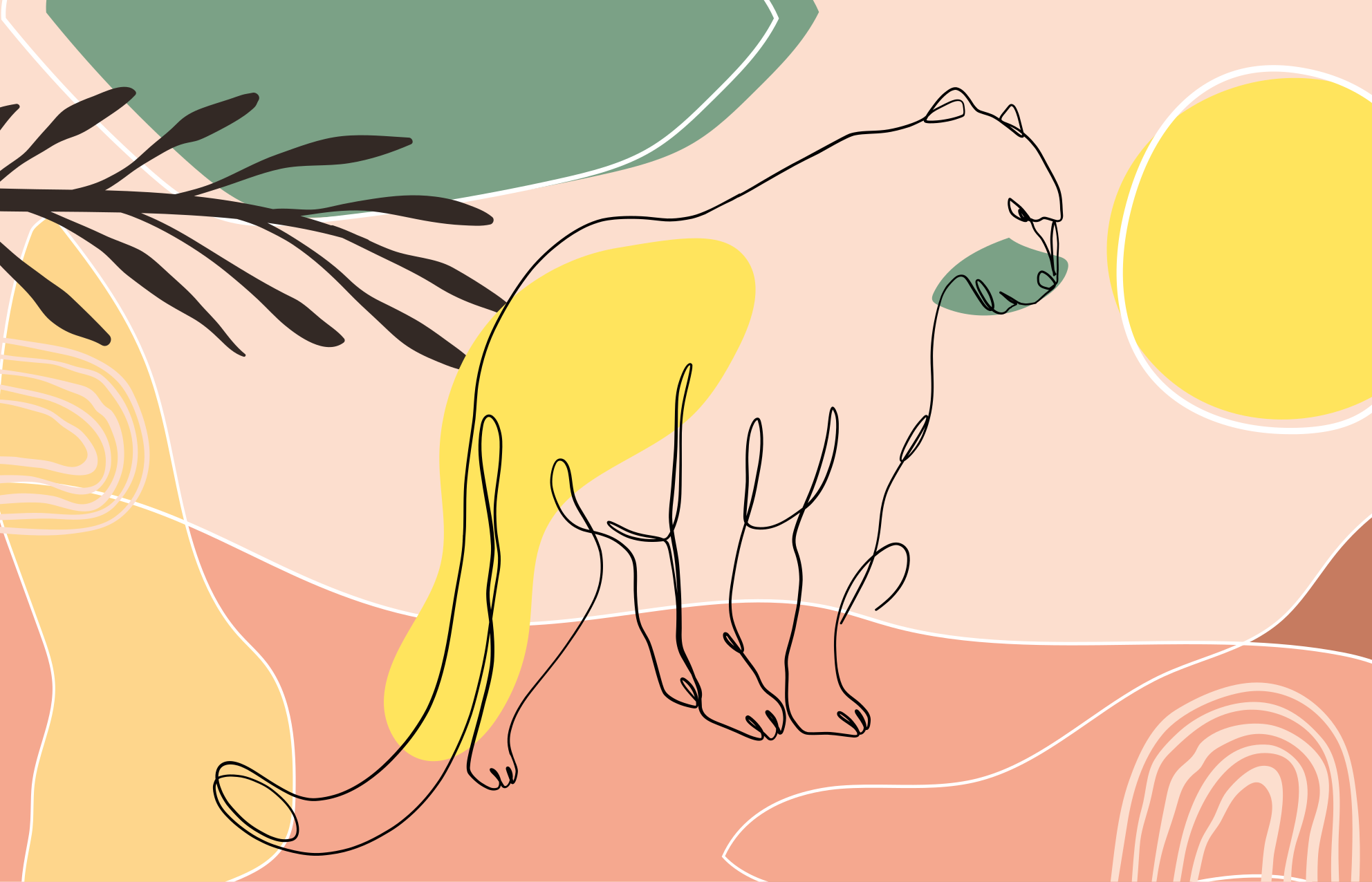 Alfombra de vinilo animal Pantera dibujada a mano - TenVinilo