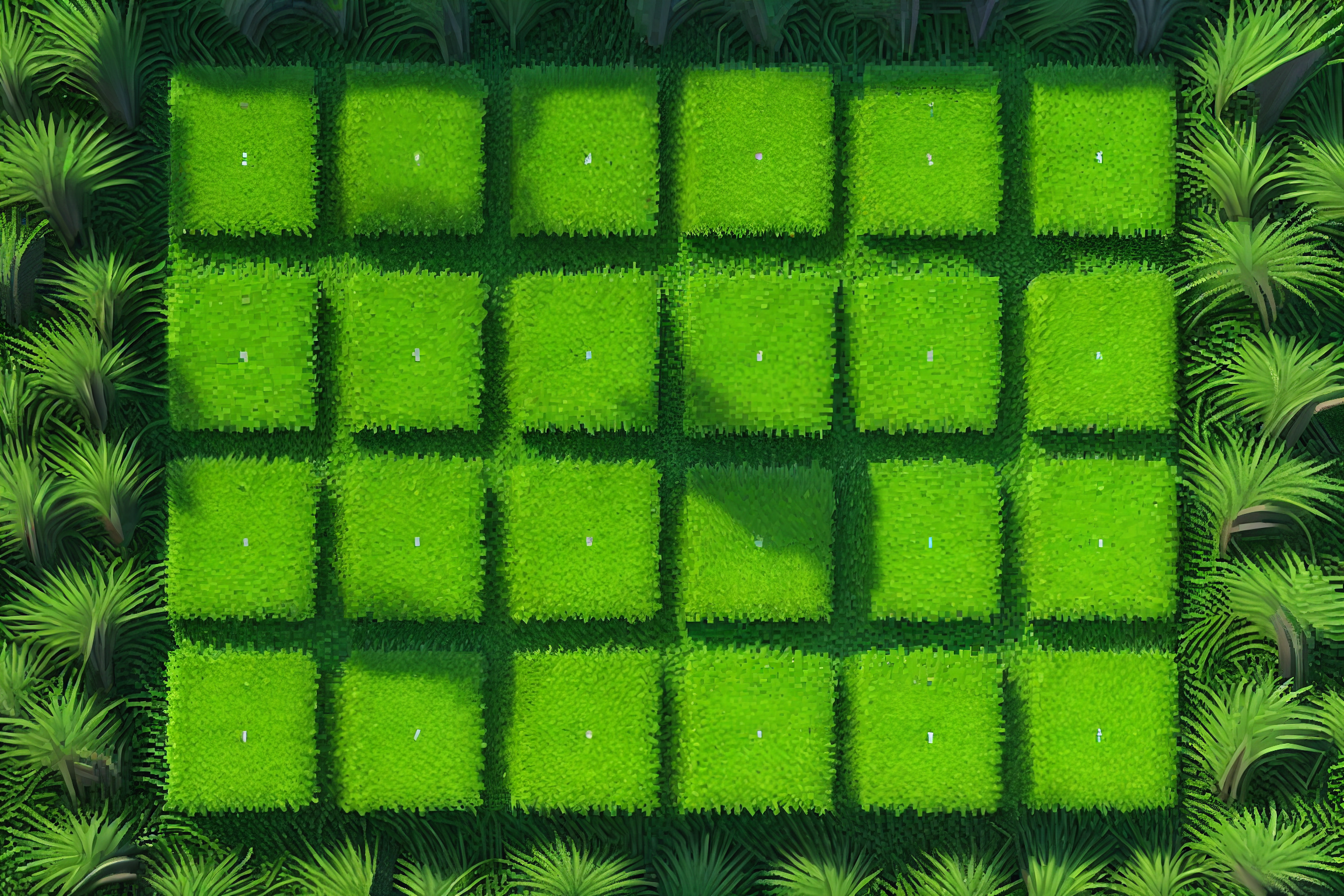 Alfombra vinilo naturaleza Suelo de césped en cubos - TenVinilo