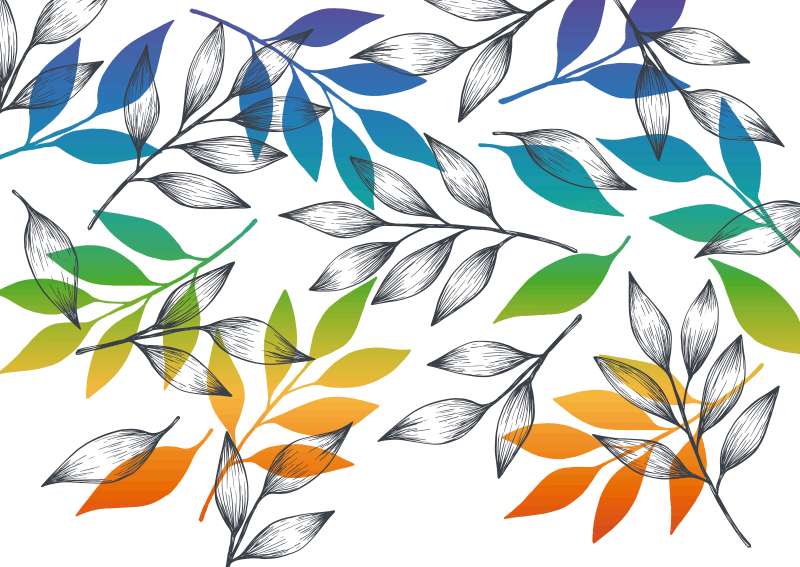 Alfombra vinilo flores hojas de color arcoíris - TenVinilo