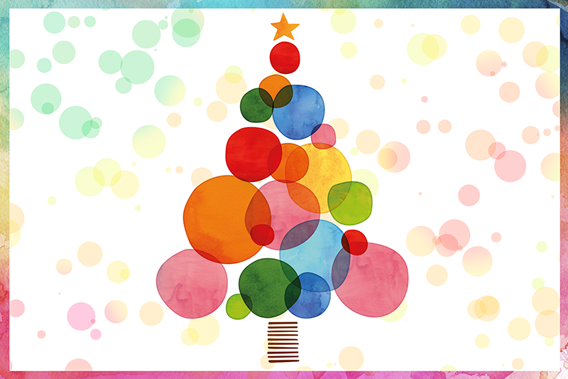 Alfombra vinilo navidad pícea acuarela - TenVinilo